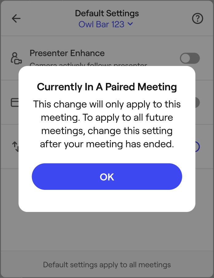 Meeting Owl App says 